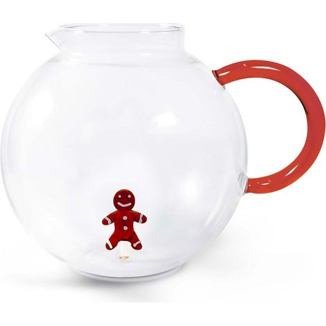 WD LifeStyle Brocca Vetro Borosilicato Cc 1,7 Lt Decoro Omino Pan di Zenzero Natale (1/2)