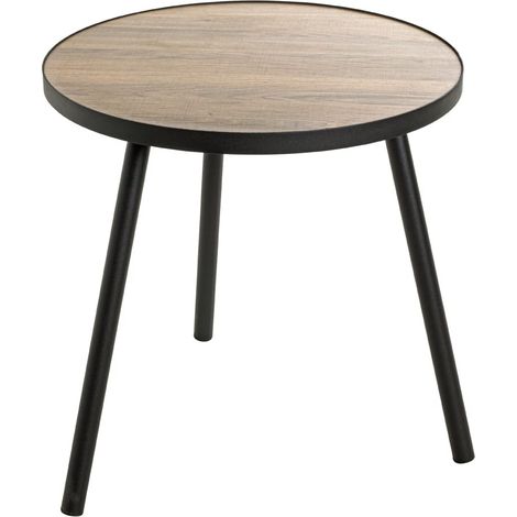 Table d'appoint Ronde en chêne Noir, MDF et métal - Table Basse Ronde - Dimensions : H 52 x Ø 50 cm - Style : Moderne (1/5)