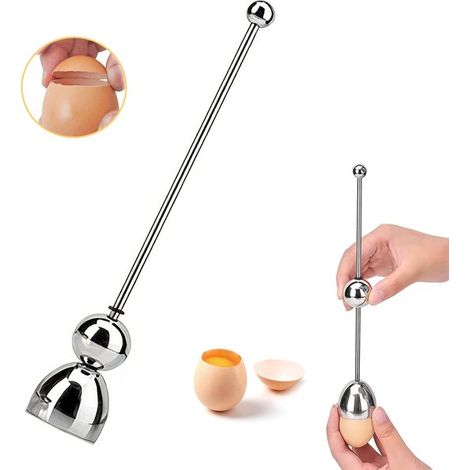 Apri-uova, apri-uova, schiaccia-uova in acciaio inox, utensile da cucina per rompere le uova alla coque, per cucinare e cuocere al forno (1/5)