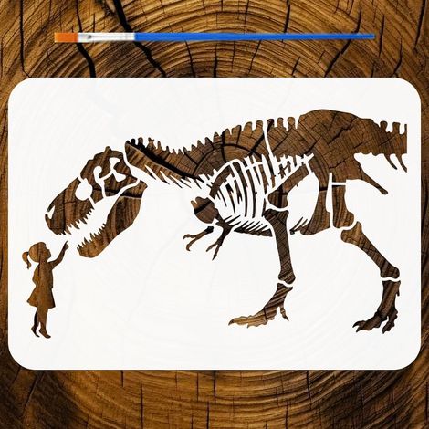 Pochoir de Peinture de Squelette de Dinosaure avec Pinceau 21x29,7cm Gabarit de Dessin de Silhouette de Dinosaure A4 Pochoir Silhouette Humaine Gabarit Thème Personnage pour Décor Murale (1/5)