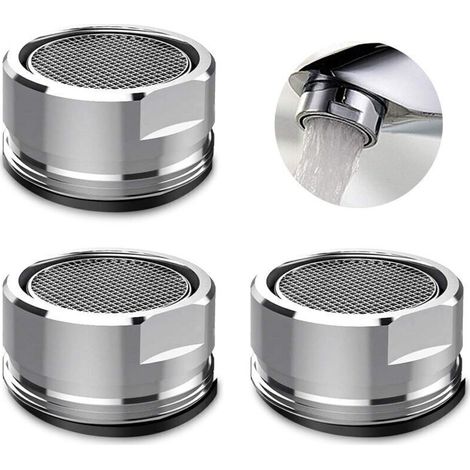 3 Pièces Mousseur Robinet, Aerateur Robinet Filtre Robinet avec Joint D'étanchéité Pour Cuisine, Salle de Bain - Argent (Diamètre extérieur 24MM) (1/4)