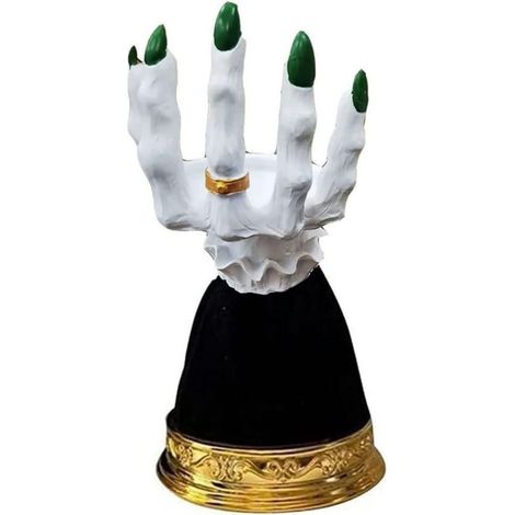 Bougeoir Main de Sorcière, Porte-Bougie Gothique Ajouré en Résine, Décor Squelette Halloween, Support Bougie Doigts pour Maison, Décoration de Noël Funèbre (1/3)