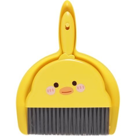 Ensemble Mini Balai et Pelle à poussière de Bureau, Motif Poussin, Poils en Pet, matériau PP, 18 x 23,5 cm, pour Le Nettoyage de la Maison et du Bureau (1/5)