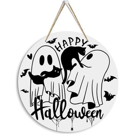 Décorations d'Halloween pour l'intérieur : Panneau mural « Joyeux Halloween » 30 x 30 cm – Décoration fantôme effrayante pour la maison, le bureau et la salle de jeux AA (1/5)