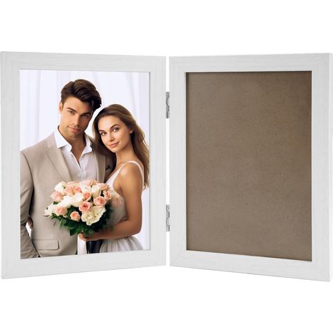 Cadre Photo 13x18, Cadre Photo Double Cadres Photo Doubles Pliables Cadre en Bois Collage Pliable, Double Multiple Pliable 2 Photos, pour Mariages Anniversaires Noël (1/5)