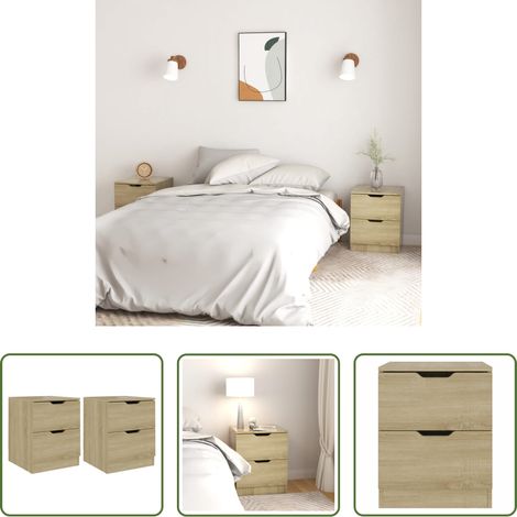 vidaXL Nachttisch Sonoma-Eiche - Nachttische 2 Stk. Sonoma-Eiche 40x40x50 cm Spanplatte (1/5)