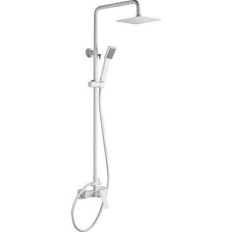IMEX Set doccia monocomando in acciaio e ottone con soffione anticalcare Ø20 asta estensibile cartuccia ceramica Ø35 mm finitura bianco opaco - Modello Art Imex-BDAR025-BL (1/4)