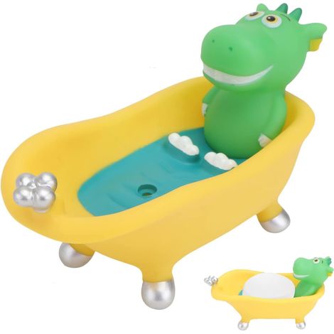 Porte-savon mignon dinosaure pour baignoire - Porte-savon - Porte-savon - Porte-savon - Organiseur de savon - Plateau éponge - Mallette de rangement pour salle de bain, cuisine, WC (1/5)