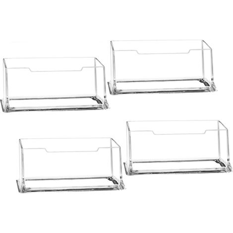 Porte-cartes de visite - Lot de 4 - Acrylique transparent - Rangement organisé et accessible - Pour bureau et accueil - 10,3 x 4,3 cm (1/5)