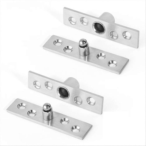 Charnière pivotante en acier inoxydable à axes central et décalé, rotation à 360° pour portes en bois, couleur argent (1/5)