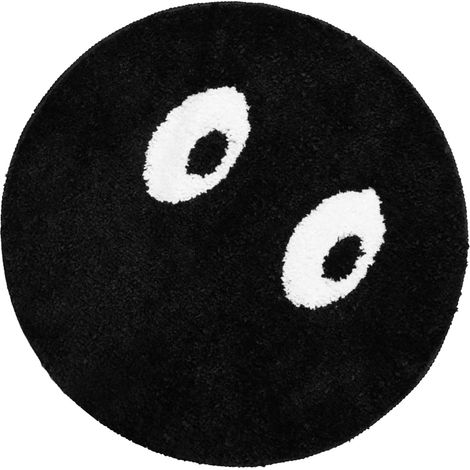 Tapis rond mignon à motif visage noir, doux et antidérapant, idéal pour la chambre, la salle de bain ou le salon, 60 x 60 cm / 23,6 x 23,6 pouces (1/5)