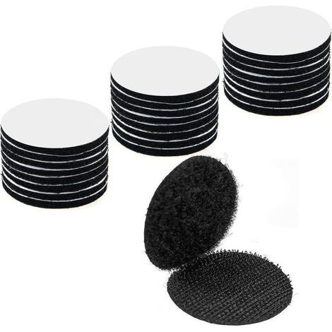 30Paires Scratch Autocollant Double Face,Adhesif Double Face Extra Fort - Bande avec Envers adhésif Ultra-Puissant Noir (1/5)