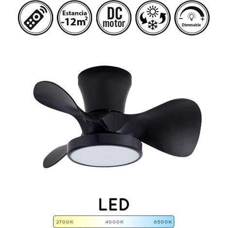 Ventilador de techo con luz silencioso DC con mando Moll negro 56 cm invierno-verano color luz regulable (1/5)