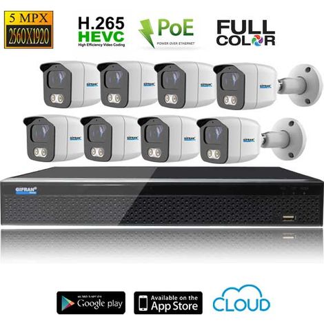 Kit videosorveglianza POE 8 telecamere da esterno 5MPX (1/4)