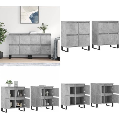 Sideboards 2 Stk. Betongrau Holzwerkstoff - Sideboard - Wohnzimmermöbel - Holzmöbel - Grau - Betongrau - Home & Living (1/5)