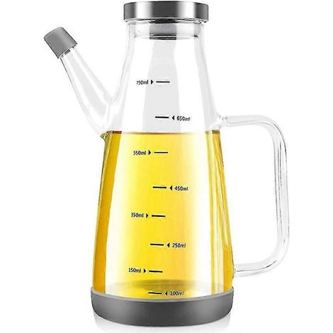 Bouteille à huile en verre borosilicate haute résistance pour la cuisine, 25 fl oz (740 ml), distributeur d'huile et de vinaigre sans silicone. (1/5)