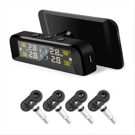Système de surveillance de la pression des pneus (TPMS) pour voiture, alarme de pression des pneus, sans fil, à énergie solaire (1/5)