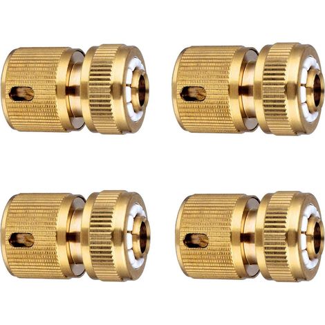 Conectores rápidos de latón CSPARKV para manguera, conector de manguera de jardín de 13 mm (1/2'') y 15 mm (5/8'') - Paquete de 4