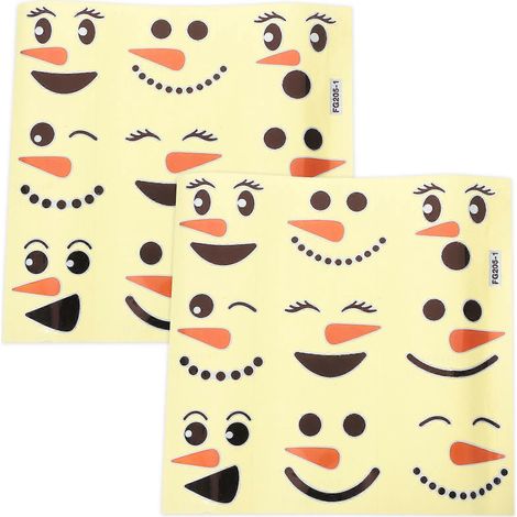 2 feuilles d'autocollants décoratifs de Noël pour fenêtres et murs, motif bonhomme de neige-M