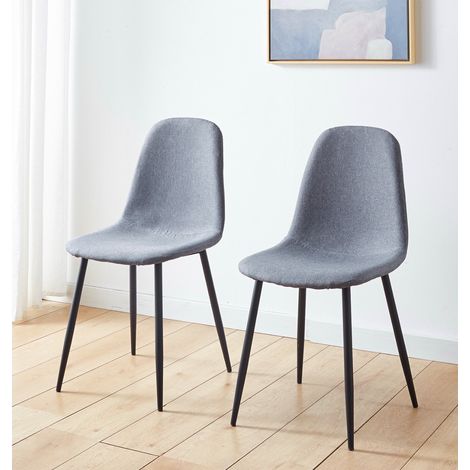 Hallowood Furniture Cullompton Dining Chairs Set of 2 with Black Metal Legs, Modern and Stylish Solid Back Dark Grey Kitchen Chairs in Fabric Upholstery for Home, Restaurant and Office (1/5)