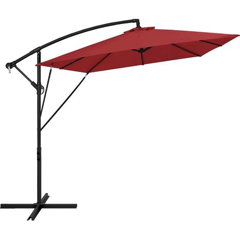 ML-Design Ampelschirm Ø 330 cm, eckig, Rot, Alu Sonnenschirm mit Kurbel, Gartenschirm UV50+ Sonnenschutz & wasserabweisend, Marktschirm 360° drehbar & neigbar, Terrassenschirm mit Abdeckung & Ständer