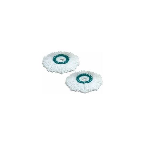 Set di 2 testine di ricambio per mocio Leifheit, ideali per pavimenti piastrellati e in pietra, assorbono acqua e sporco grazie alla microfibra, facili da sostituire. - Crezuo