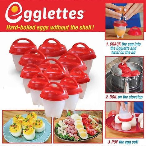 Lot de 12 coquetiers en silicone pour œufs durs (sans coquille). (1/5)