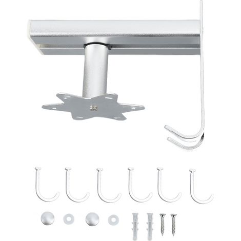 Portautensili con 6 ganci girevoli a 360° - Organizer da parete color argento