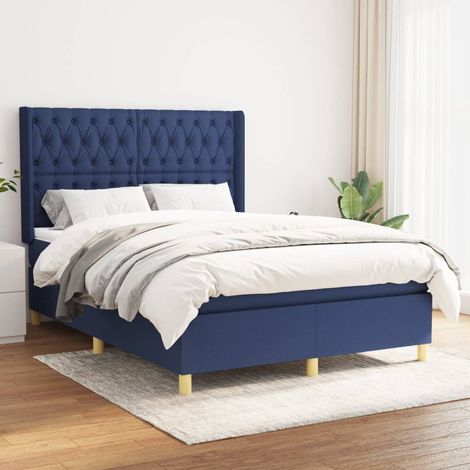 Boxspringbett mit Matratze Blau 140x190 cm Stoff vidaXL (1/5)
