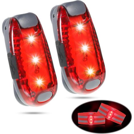 Lampe de sécurité LED, 2 LED rouges clignotantes pour sac à dos USB rechargeable pour enfants, sac à dos pour chiens, alpinistes, coureurs de nuit, avec lumières de remorque à piles et clip (1/5)