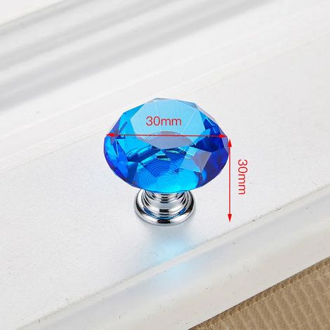 Cinq boutons en cristal en forme de diamant, poignées de placard et quincaillerie pour meubles.