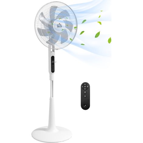 Ventilateur, avec télécommande, avec minuterie, oscillation, plusieurs modes, vitesses réglables, blanc, pour maison bureau salon scandinave