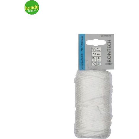 Treccia per veneziana in polipropilene Ø 3 mm. bianco 50 mt. (1/2)