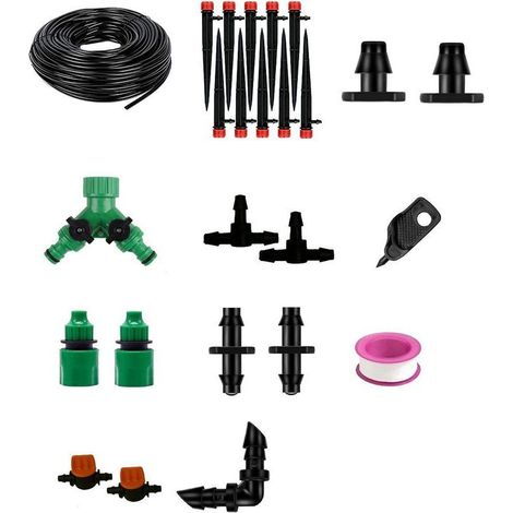 98.4 ft (30 m) Drip Irrigation System with 1/4 inch (6.35 mm) Tubing - Adjustable Watering Kit - Mini Ground Drip Irrigation System - AquaForge (1/5)