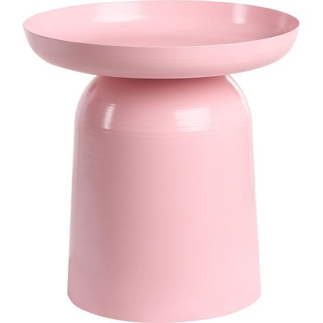 Tavolino basso da salotto in metallo rotondo rosa Torrens