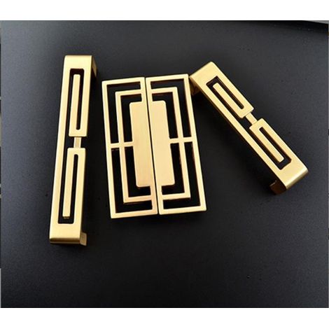 2 poignées de tiroir dorées en métal, style chinois moderne, double perçage, 105 x 20 x 25 mm (1/3)