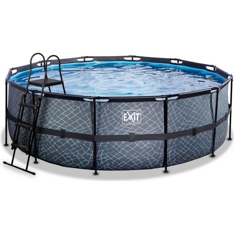 Piscine EXIT Stone ø427x122cm avec pompe filtrante - grise