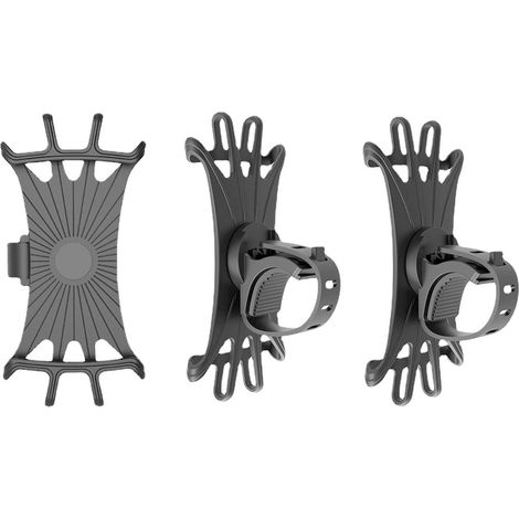 Soporte para 3 teléfonos, rotación de 360°, silicona, para bicicleta/moto, universal (1/5)