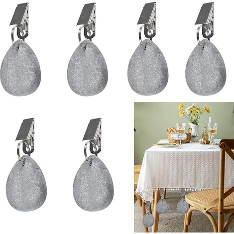 Qooloo 6 Pièce Marbre Naturel de Poids Nappe de Table Exterieur, Poids de Nappe en Pierre avec Pince, Plomb pour Nappe Exterieur pour Cuisine, Mariage, Fête, Pique-Nique Les Buffets (1/5)