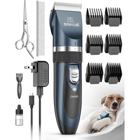 Tondeuse pour chien silencieuse, kit de toilettage avec tondeuse électrique sans fil rechargeable et silencieuse pour chiens, chats et autres animaux de compagnie.-AquaForge (1/5)