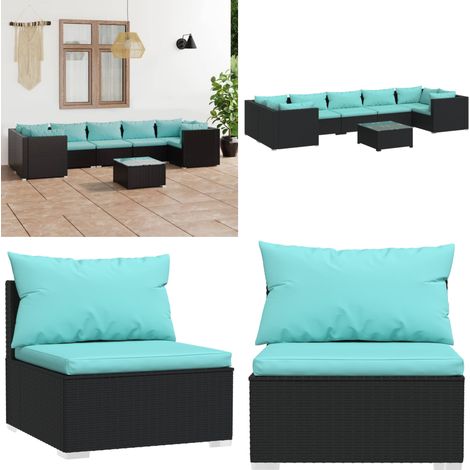 Salon de jardin 8 pcs avec coussins Résine tressée Noir - Salon De Jardin - Meuble De Jardin - Ensemble De Meubles De Jardin - Mobilier De Jardin - Résine Tressée - Home & Living (1/5)