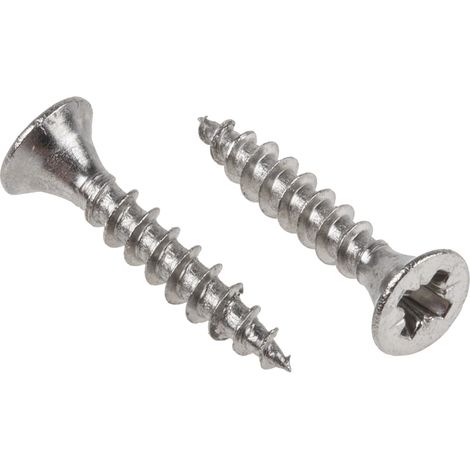 Rs Pro – Vis à bois 3.5mm tête fraisée 20mm en acier inoxydable A2 304 – Résistance à la corrosion – Sachet de 100 vis pour usage intérieur et extérieur