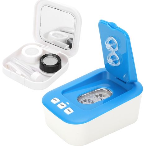Nettoyeur à ultrasons micro MK-180, cuve en acier inoxydable, 48kHz, bleu, pour lentilles de contact et bijoux (1/5)