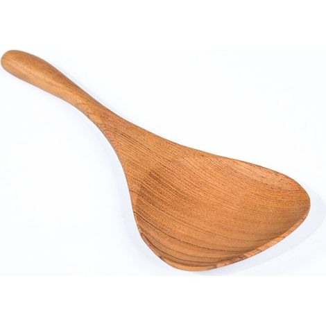 Set de 6 Cuillères à Riz en Teck Naturel 20cm - Couverts Artisanaux pour Cuisine et Service