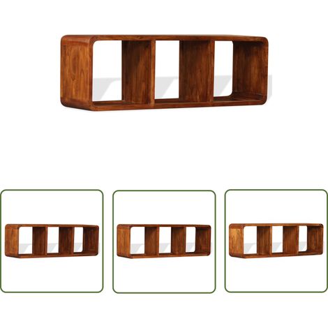 The Living Store Meuble TV Bois massif avec finition miel 120 x 30 x 40 cm - Meubles Tv - Meuble Tv - Meuble Audio - Rangement - Acacia (1/5)