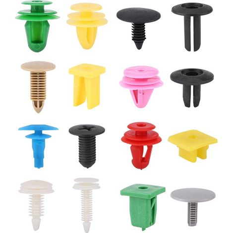Kit de 200 attaches plastique pour pare-chocs et portières, rivets et chevilles à pression, assortis (1/5)