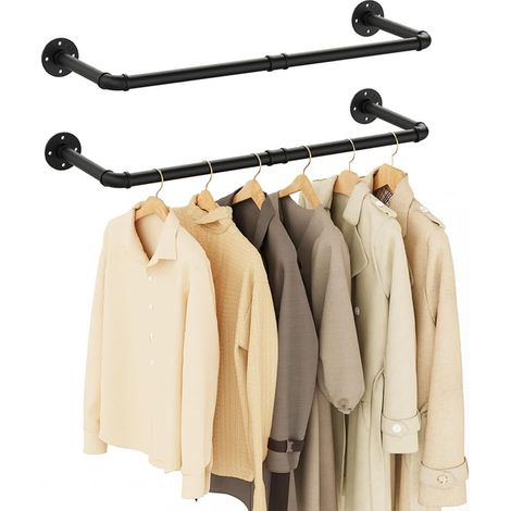 Wall Mounted Clothes Rail 80 cm Coat Racks Black (1/5)