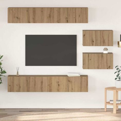 TV-Schrankset Wandmontiert 6 pcs Artisan-Eiche Holzwerkstoff
