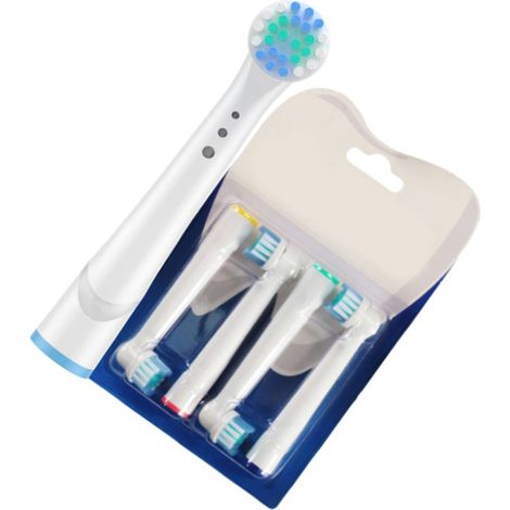 Lot de 8 têtes de brosse à dents électriques souples et rondes pour le soin des gencives et le nettoyage en profondeur. Têtes de rechange rotatives pour brosse à dents. (1/5)