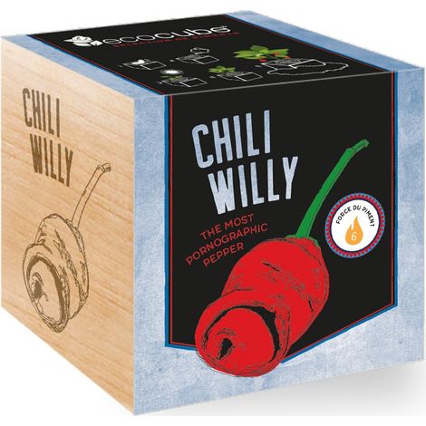 Feel Green - Ecocube, Peperoncino Willy (Potenza del Piccante 6), Idea Regalo (100% Ecologica), Kit per Far Crescere la Propria pianta, Piante in cubi di Legno, Prodotto in Austria (1/5)